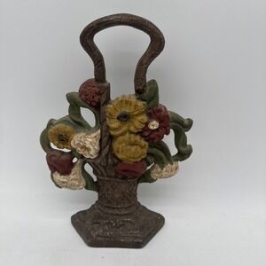 Hand Painted Metal Door Stop Flowers In A Vase